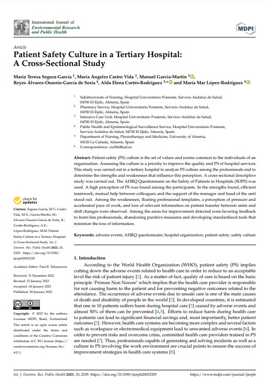 Patient Safety Culture in a Tertiary Hospital: A Cross-Sectional Study